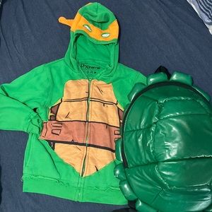 Boys ninja turtles hoodie and backpack